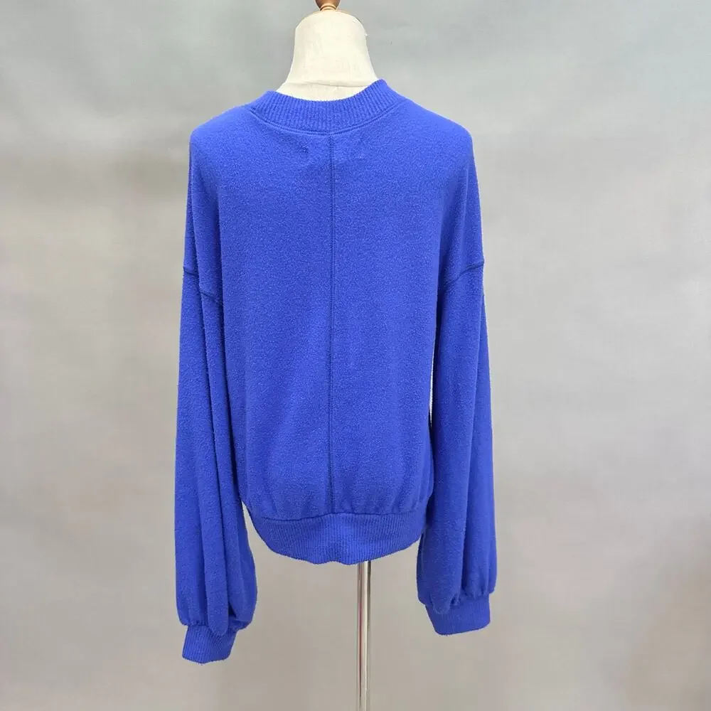 Free People Beach TGIF Pullover Sweater In Royal‎ Blue Size Extra Small